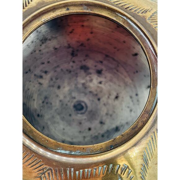 Vintage Brass Tea Kettle Teapot Etched Legs Wood Handle Mini India Missing Lid - Picture 11 of 12